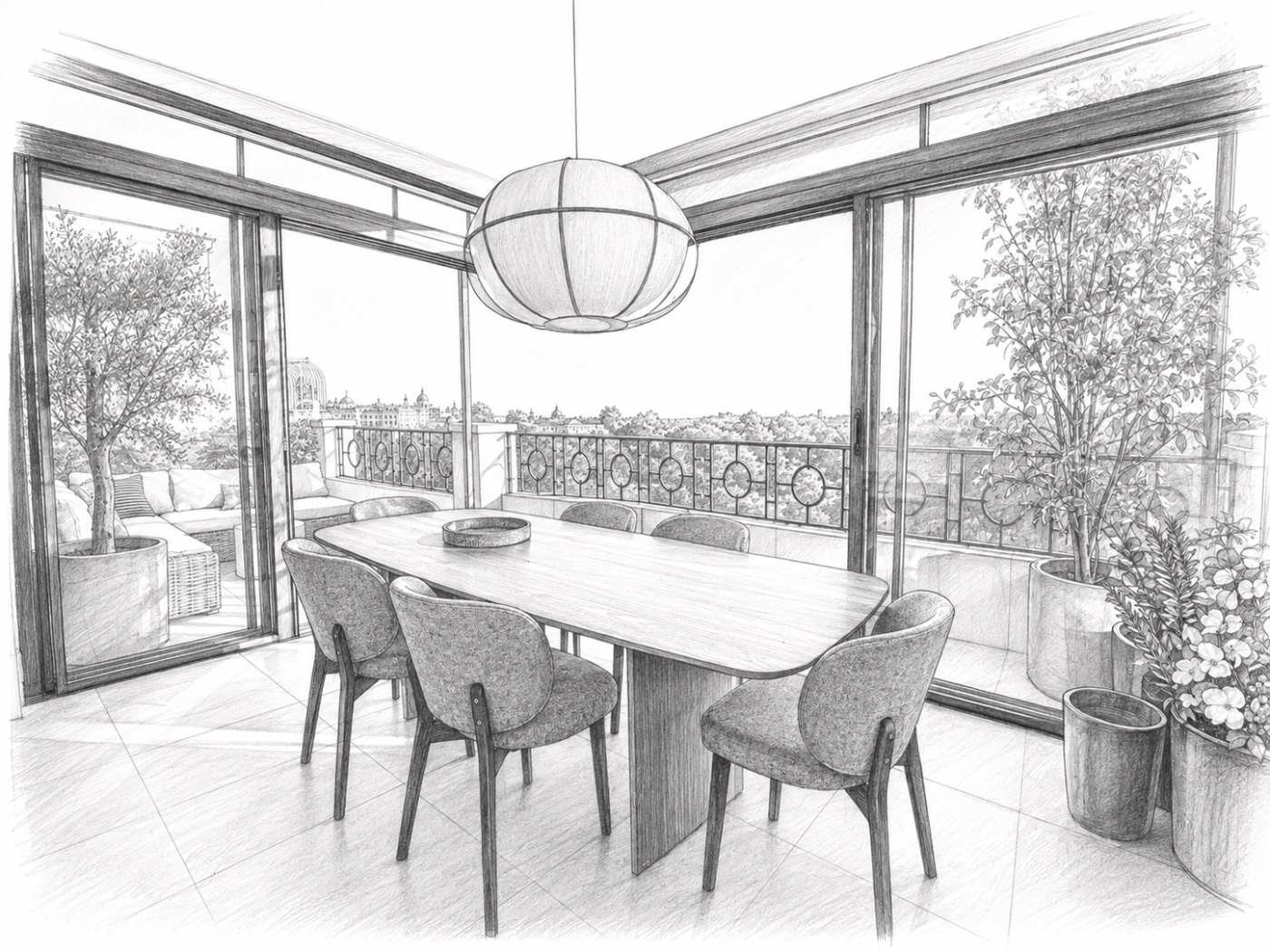 Ferraz Madrid — dining room drawing