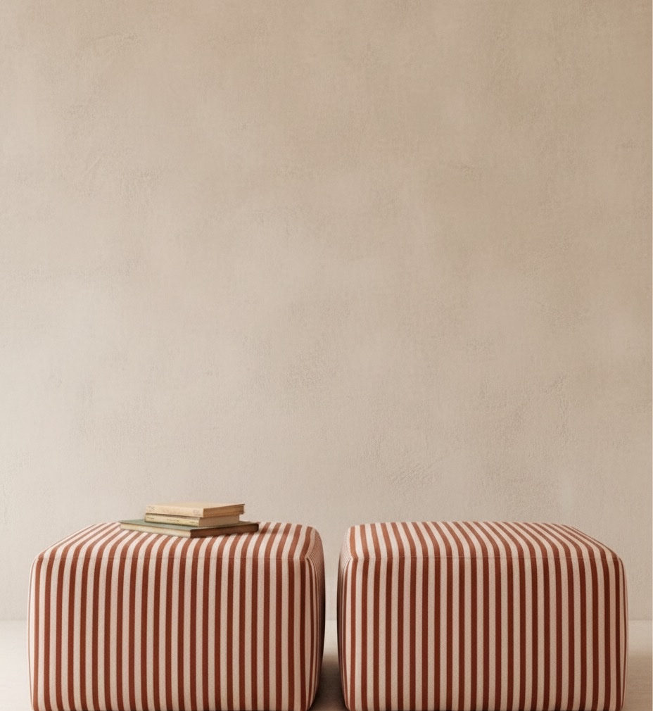 Poufs in striped cotton