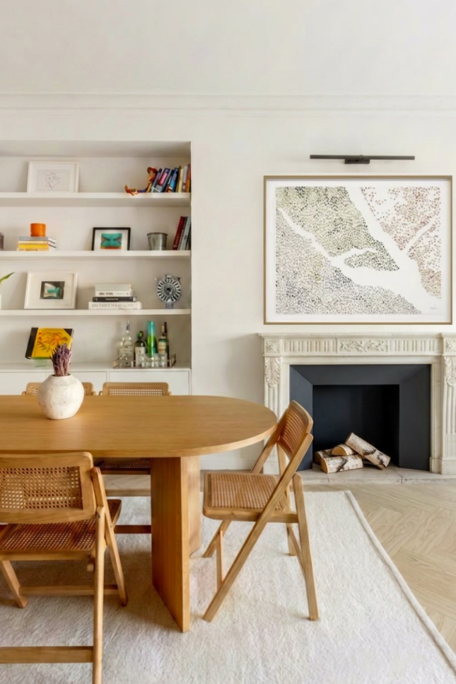 Louise dining room and fireplace